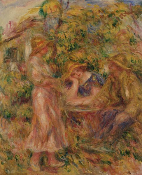 Pierre Auguste Renoir Three Figures in Landscape Norge oil painting art